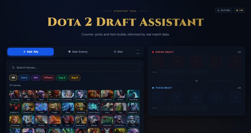 Dota 2 Draft Assistant — counter-pick and hero suggestion tool